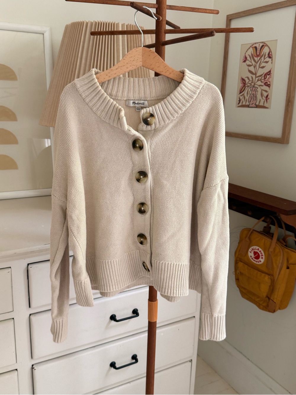 Madewell Cream Button-Front Knit Cardigan